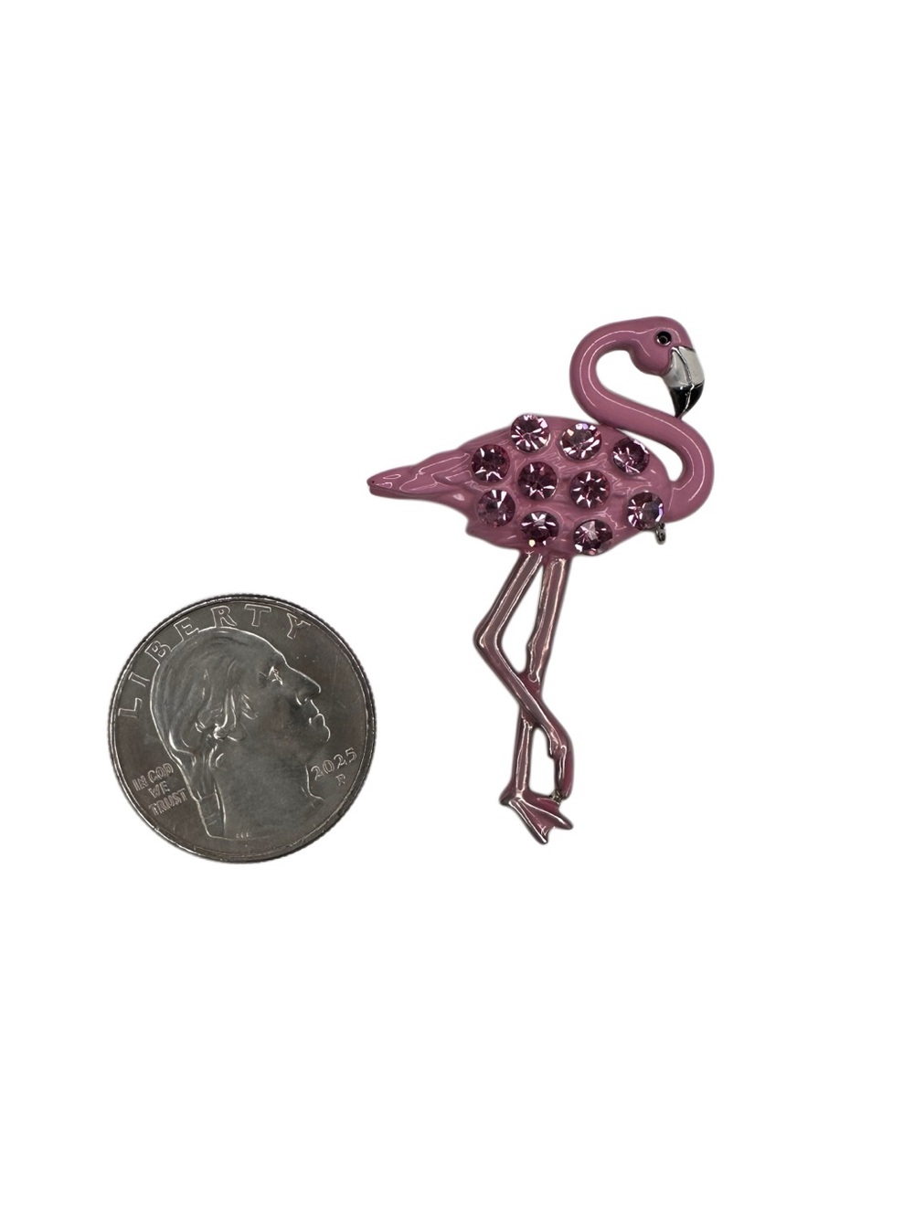 Pink Rhinestone Flamingo Brooch - Picture 2 of 3